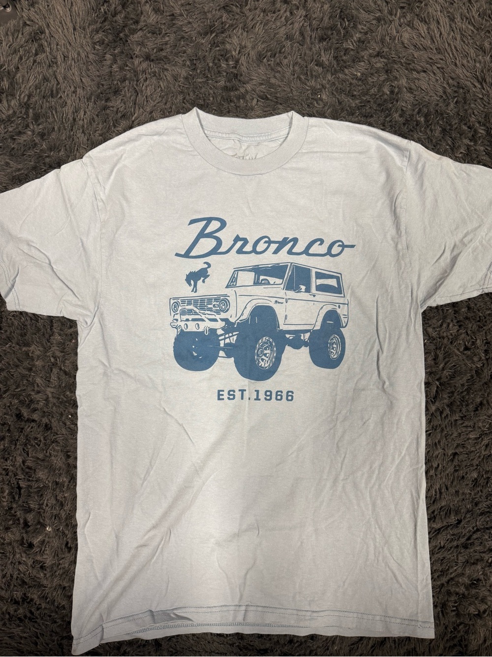 Bronco Graphic-Tee - Light Blue with Blue Print